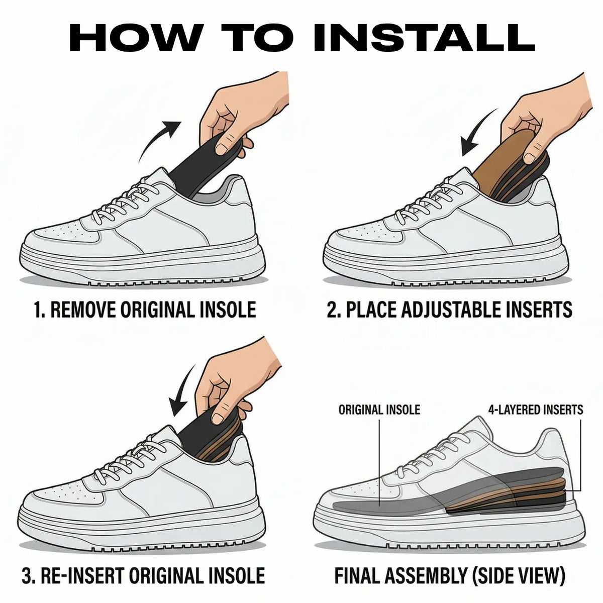 4-Layer Adjustable Heel Inserts